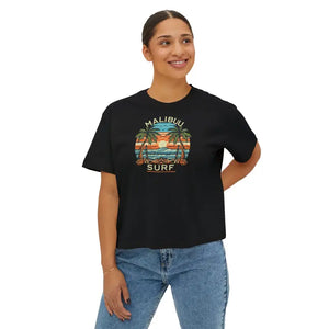 Boxy Tee Retro Palm Beach Sunset Graphic Vintage Style Dipaliz - T-shirts