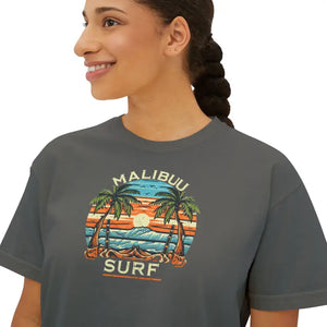 Boxy Tee Retro Palm Beach Sunset Graphic Vintage Style Dipaliz - T-shirts