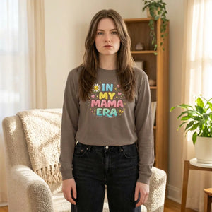 Retro Mama Era Long Sleeve - Floral Cotton Tee - Dipaliz - Espresso / s - Long-sleeve