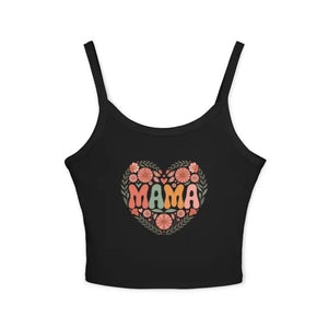 Cool Summer Spaghetti Strap Tank Top - Mama Love Floral - Dipaliz - Solid Black Blend / Xs - Tops