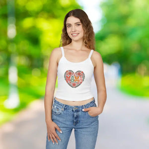 Cool Summer Spaghetti Strap Tank Top - Mama Love Floral - Dipaliz - Solid White Blend / Xs - Tops