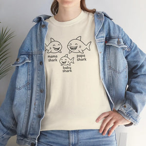 Playful Unisex Heavy Cotton Tee Shark Meme Family Fun - Dipaliz - T-shirts