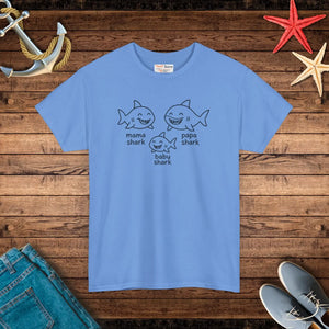 Playful Unisex Heavy Cotton Tee Shark Meme Family Fun - Dipaliz - T-shirts