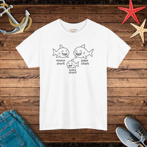 Playful Unisex Heavy Cotton Tee Shark Meme Family Fun - Dipaliz - T-shirts