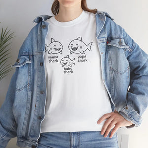 Playful Unisex Heavy Cotton Tee Shark Meme Family Fun - Dipaliz - T-shirts