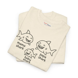 Playful Unisex Heavy Cotton Tee Shark Meme Family Fun - Dipaliz - T-shirts