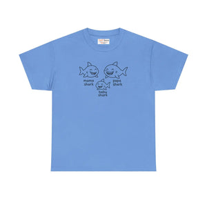 Playful Unisex Heavy Cotton Tee Shark Meme Family Fun - Dipaliz - T-shirts