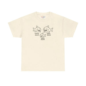 Playful Unisex Heavy Cotton Tee Shark Meme Family Fun - Dipaliz - T-shirts