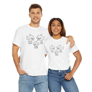 Playful Unisex Heavy Cotton Tee Shark Meme Family Fun - Dipaliz - T-shirts