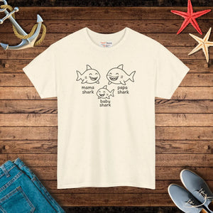 Playful Unisex Heavy Cotton Tee Shark Meme Family Fun - Dipaliz - T-shirts