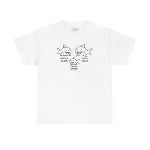 Playful Unisex Heavy Cotton Tee Shark Meme Family Fun - Dipaliz - T-shirts