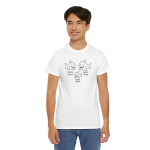 Playful Unisex Heavy Cotton Tee Shark Meme Family Fun - Dipaliz - T-shirts