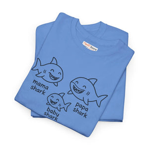 Playful Unisex Heavy Cotton Tee Shark Meme Family Fun - Dipaliz - T-shirts