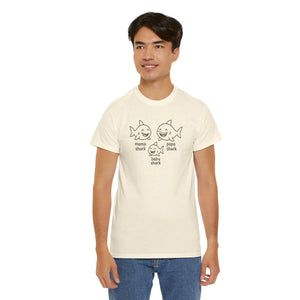 Playful Unisex Heavy Cotton Tee Shark Meme Family Fun - Dipaliz - T-shirts
