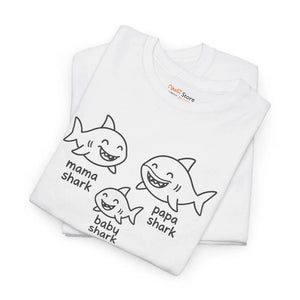Playful Unisex Heavy Cotton Tee Shark Meme Family Fun - Dipaliz - T-shirts