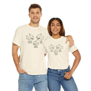 Playful Unisex Heavy Cotton Tee Shark Meme Family Fun - Dipaliz - T-shirts