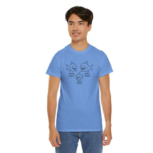 Playful Unisex Heavy Cotton Tee Shark Meme Family Fun - Dipaliz - T-shirts