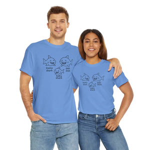 Playful Unisex Heavy Cotton Tee Shark Meme Family Fun - Dipaliz - T-shirts