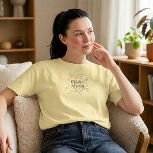 Mama Strong Floral Boxy Tee, Women’s Cropped Casual Shirt - Butter / s - T-shirt