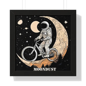 Framed Vertical Poster Moon Riding Art Print Black White Walnut Dipaliz - Posters Prints & Visual Artwork