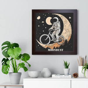 Framed Vertical Poster Moon Riding Art Print Black White Walnut Dipaliz - Posters Prints & Visual Artwork