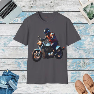 Unisex Softstyle Motorcycle T-shirt - Ride in Style - Dipaliz - Charcoal / s - T-shirts