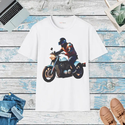 Ride in Style: Unisex Softstyle Motorcycle T-shirt - White / l T-shirt