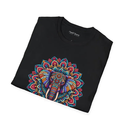 Unisex Softstyle T-shirt with Mandal Art Elephant Design - T-shirt