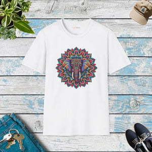 Mandal Art Elephant Unisex Softstyle t Shirt - Dipaliz - White / s - T-shirts