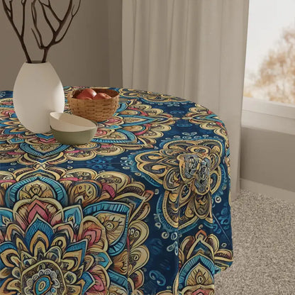 Transform your Table with Mandal Pattern Style Tablecloth - one Size / White Home Decor