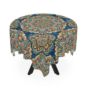 Vibrant Mandal Pattern Tablecloth – Polyester - Dipaliz - Tablecloths