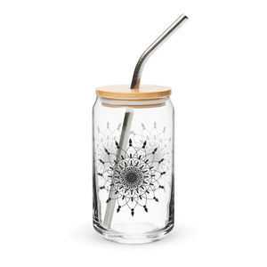 Trendy Mandal Print Glass Tumbler 16oz - Casual Wear - Dipaliz - Tumblers