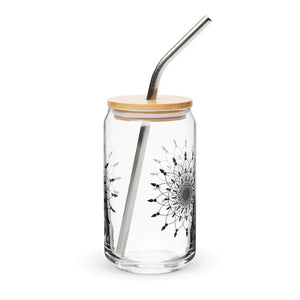 Trendy Mandal Print Glass Tumbler 16oz - Casual Wear - Dipaliz - Tumblers