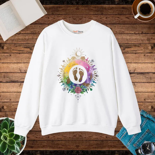 Mandala Sun & Moon Unisex Heavy Blend Crewneck Sweatshirt - s / White