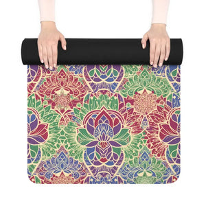 Mandala Floral Rubber Yoga Mat Non-slip Eco Lotus Design Dipaliz - 24” x 72” - & Pilates Mats