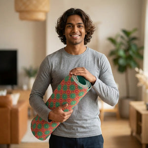 Mandala Om Rubber Yoga Mat, Non-slip Eco-friendly with Colorful Meditation Pattern - 24” x 72” - Home Decor