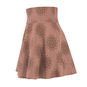 Mauve Womens Skater Skirt - Versatile Mandala Pattern Aop - Dipaliz - Skirts - l