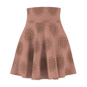 Mauve Womens Skater Skirt - Versatile Mandala Pattern Aop - Dipaliz - Skirts - l