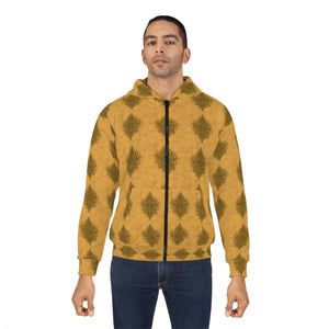 Bold Mandala Pattern Hoodie - Mustard Unisex Zip - Dipaliz - Hoodies
