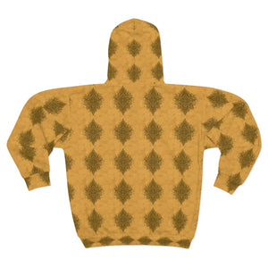 Bold Mandala Pattern Hoodie - Mustard Unisex Zip - Dipaliz - Hoodies