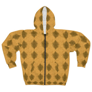 Bold Mandala Pattern Hoodie - Mustard Unisex Zip - Dipaliz - Hoodies