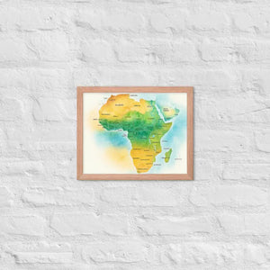Framed Poster Map of Africa Matte Black Wood - Dipaliz - Red Oak / 11″×14″ - Posters