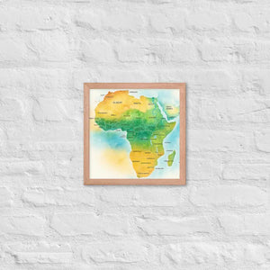 Framed Poster Map of Africa Matte Black Wood - Dipaliz - Red Oak / 12″×12″ - Posters