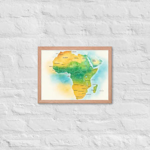 Framed Poster Map of Africa Matte Black Wood - Dipaliz - Red Oak / 12″×16″ - Posters