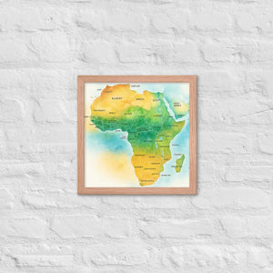 Framed Poster Map of Africa Matte Black Wood - Dipaliz - Red Oak / 14″×14″ - Posters