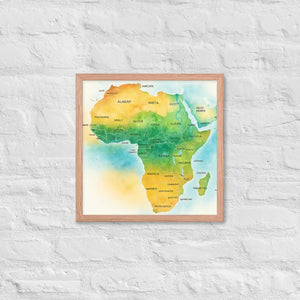 Framed Poster Map of Africa Matte Black Wood - Dipaliz - Red Oak / 16″×16″ - Posters