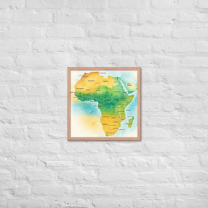 Framed Poster Map of Africa Matte Black Wood - Dipaliz - Red Oak / 18″×18″ - Posters