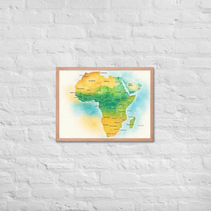 Framed Poster Map of Africa Matte Black Wood - Dipaliz - Red Oak / 18″×24″ - Posters