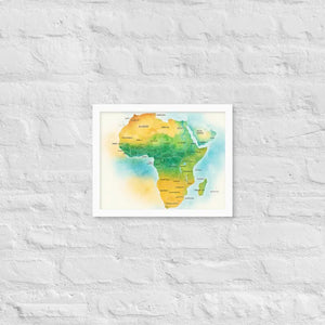 Framed Poster Map of Africa Matte Black Wood - Dipaliz - White / 11″×14″ - Posters