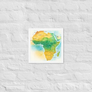 Framed Poster Map of Africa Matte Black Wood - Dipaliz - White / 12″×12″ - Posters